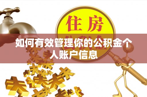 瑞芳如何有效管理你的公积金个人账户信息